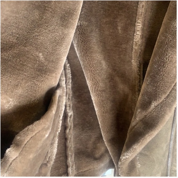 Topshop beige/ tan faux fur moto jacket - Picture 4 of 5